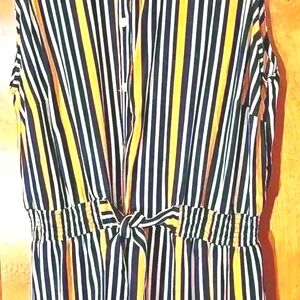 Millenium Women's sleeveless striped , midi dress in sz 1X black yellow casual